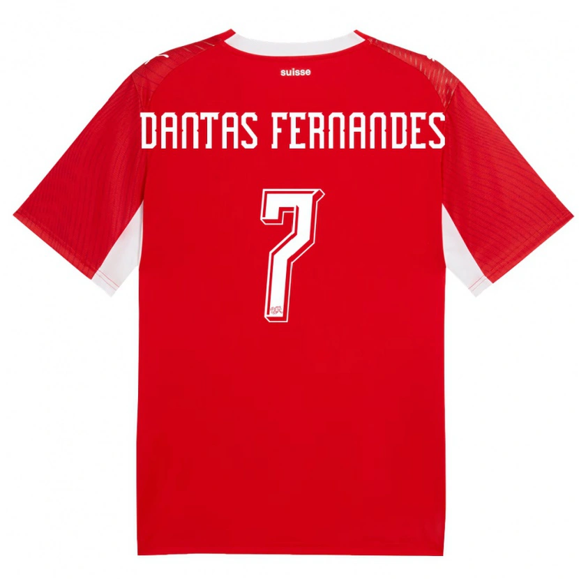 Danxen Hombre Camiseta Suiza Ronaldo Dantas Fernandes #7 Rojo Blanco 1ª Equipación 26-28 La Camisa