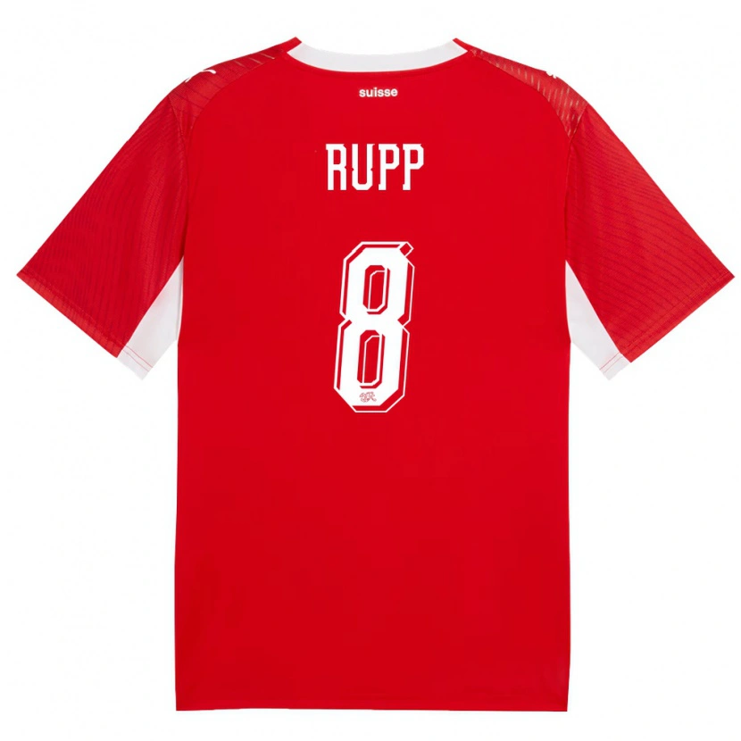 Danxen Hombre Camiseta Suiza Noah Rupp #8 Rojo Blanco 1ª Equipación 26-28 La Camisa