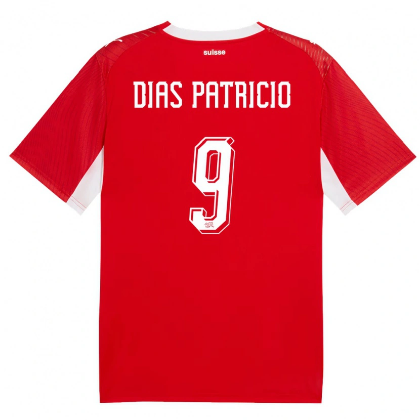 Danxen Hombre Camiseta Suiza Alexandre Dias Patricio #9 Rojo Blanco 1ª Equipación 26-28 La Camisa