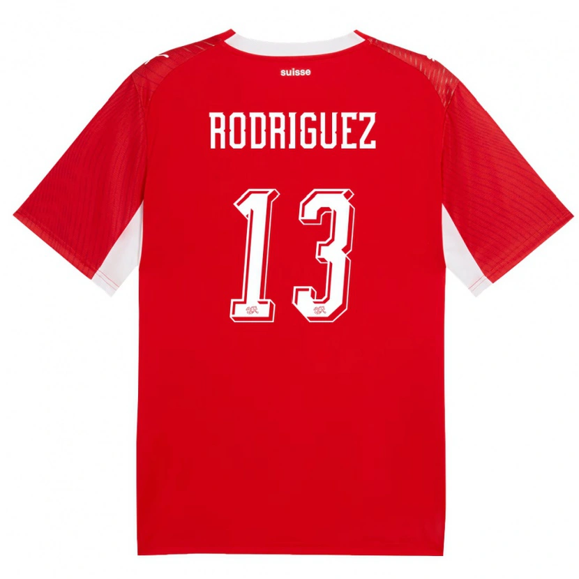 Danxen Hombre Camiseta Suiza Ricardo Rodríguez #13 Rojo Blanco 1ª Equipación 26-28 La Camisa