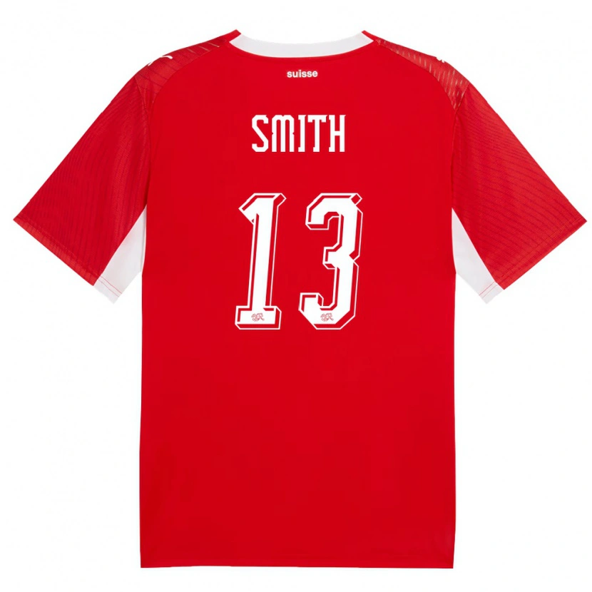 Danxen Hombre Camiseta Suiza Rhodri Smith #13 Rojo Blanco 1ª Equipación 26-28 La Camisa