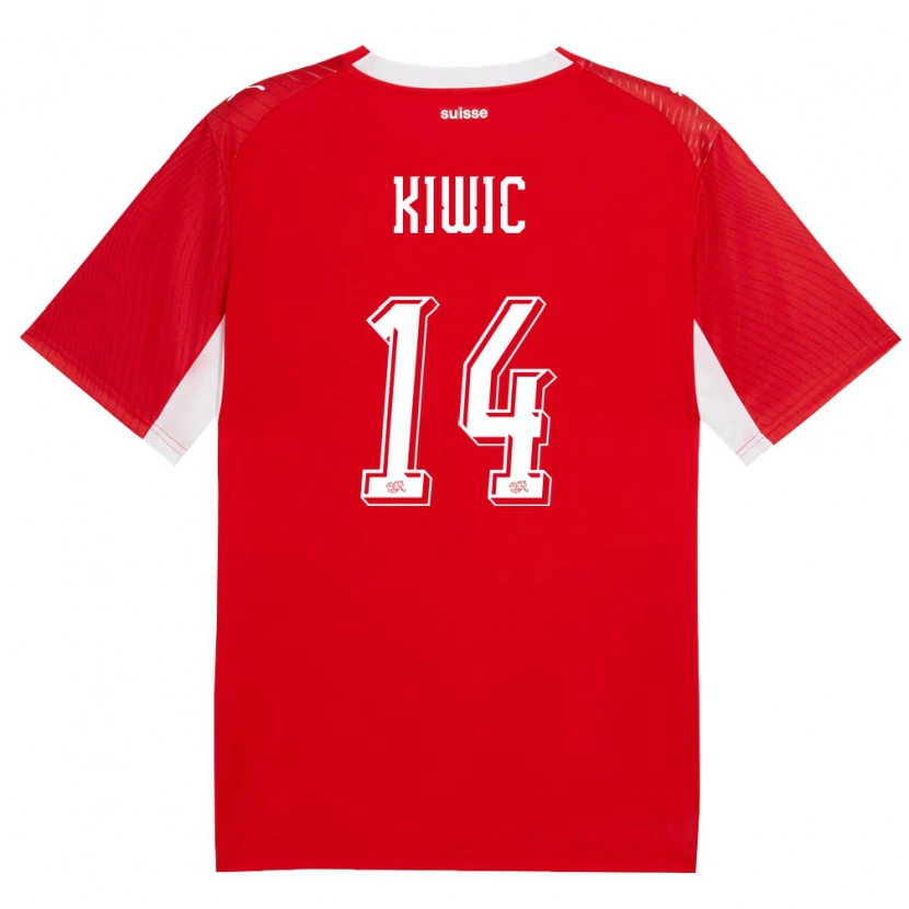 Danxen Hombre Camiseta Suiza Rahel Kiwic #14 Rojo Blanco 1ª Equipación 26-28 La Camisa