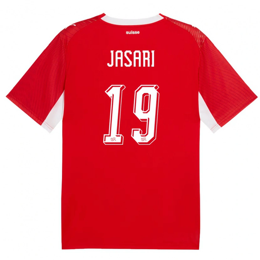 Danxen Hombre Camiseta Suiza Ardon Jasari #19 Rojo Blanco 1ª Equipación 26-28 La Camisa