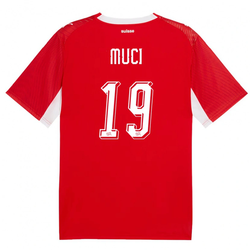 Danxen Hombre Camiseta Suiza Nikolas Muci #19 Rojo Blanco 1ª Equipación 26-28 La Camisa