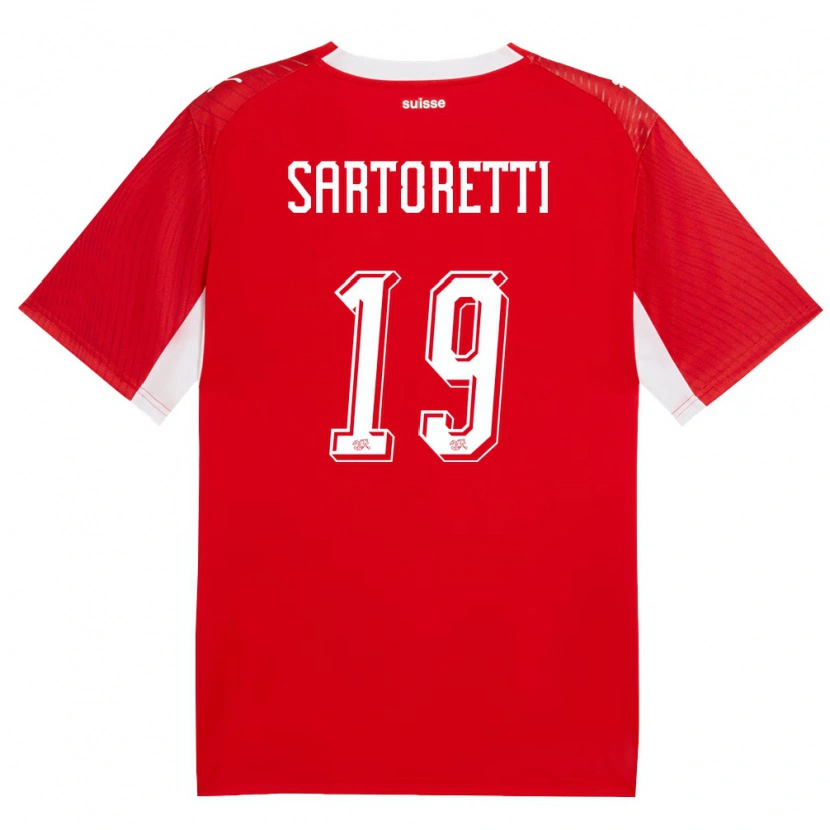 Danxen Hombre Camiseta Suiza Malko Sartoretti #19 Rojo Blanco 1ª Equipación 26-28 La Camisa