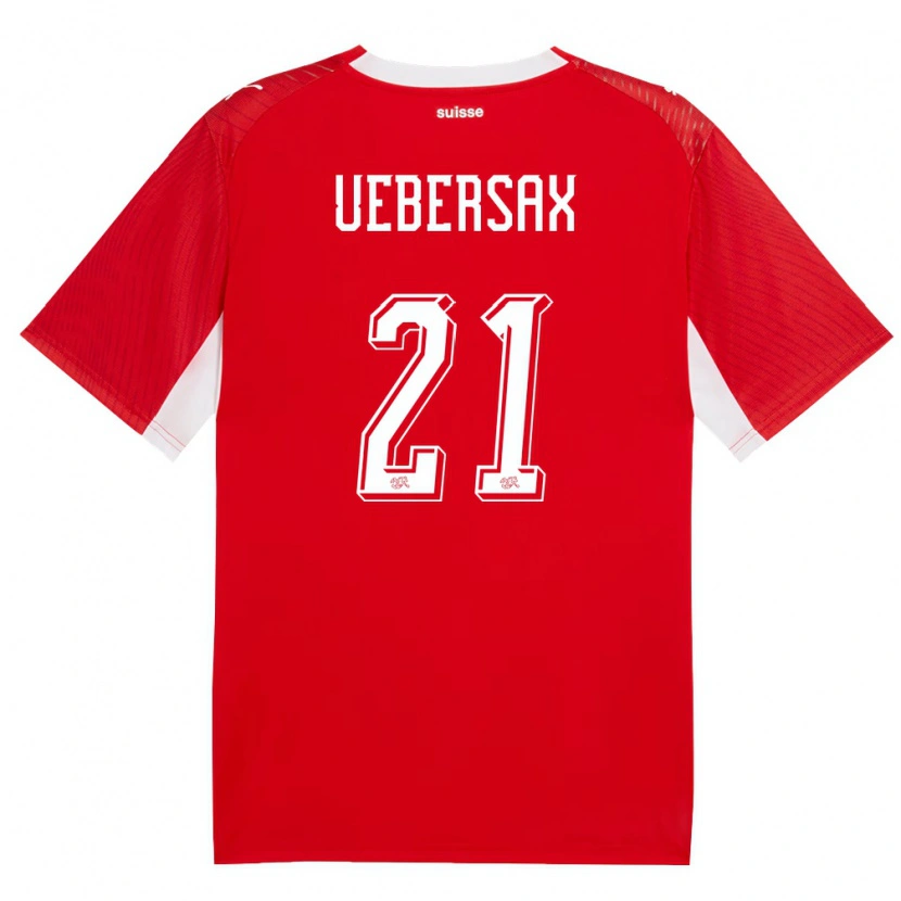 Danxen Hombre Camiseta Suiza Jan Uebersax #21 Rojo Blanco 1ª Equipación 26-28 La Camisa