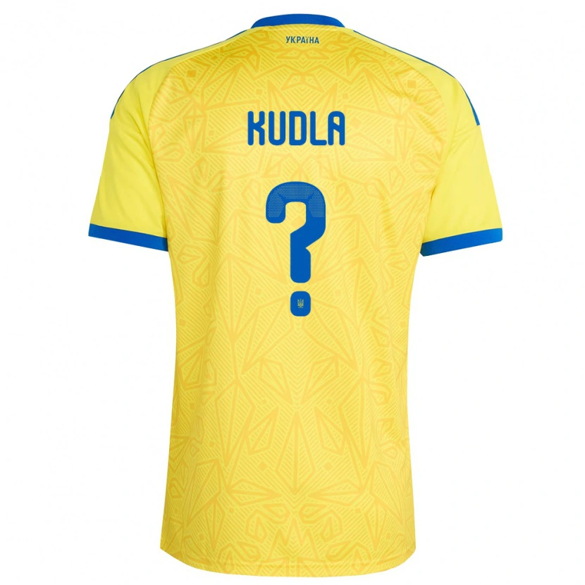 Danxen Hombre Camiseta Ucrania Rostyslav Kudla #0 Amarillo Azul 1ª Equipación 26-28 La Camisa