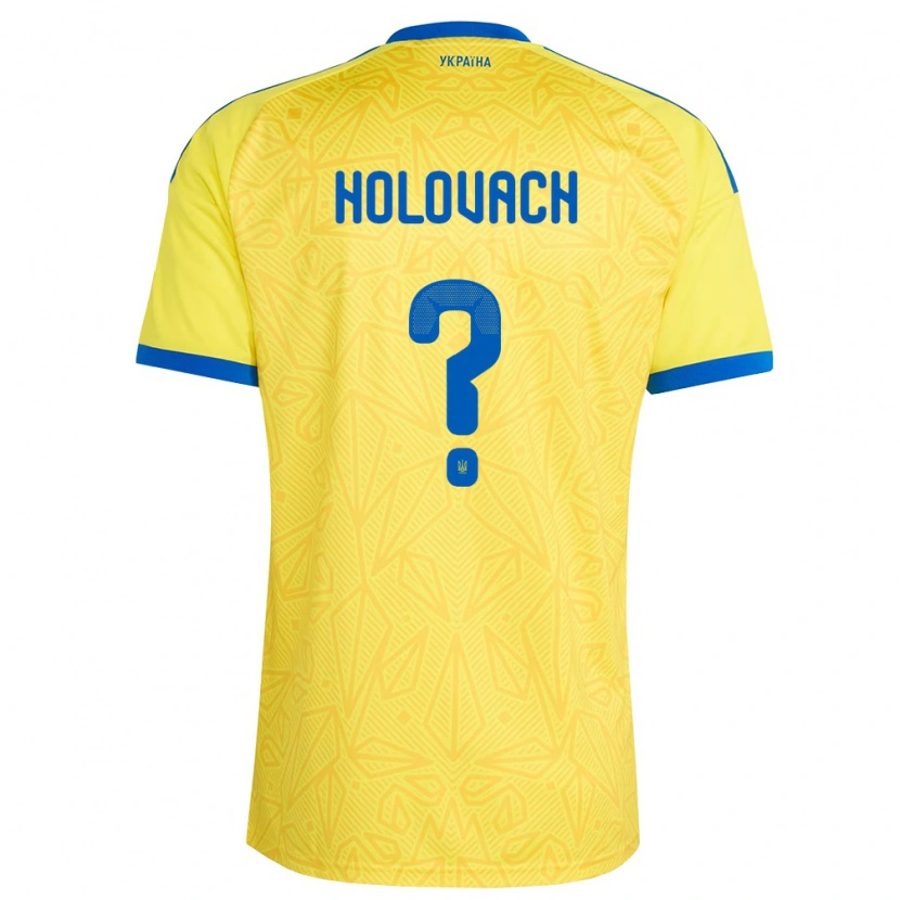 Danxen Hombre Camiseta Ucrania Viktoriya Holovach #0 Amarillo Azul 1ª Equipación 26-28 La Camisa