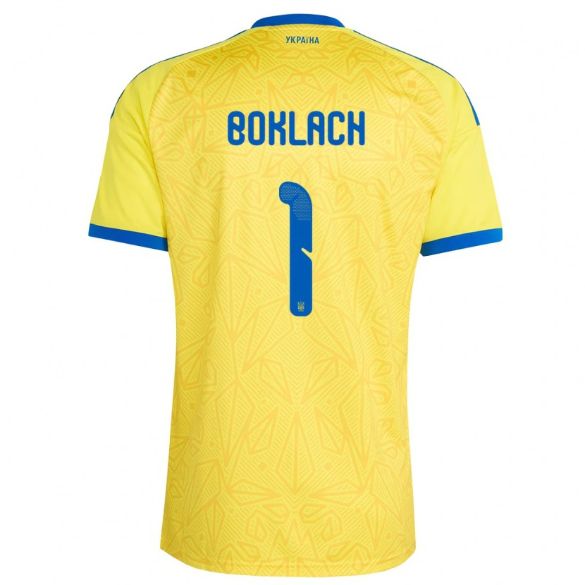 Danxen Hombre Camiseta Ucrania Kateryna Boklach #1 Amarillo Azul 1ª Equipación 26-28 La Camisa