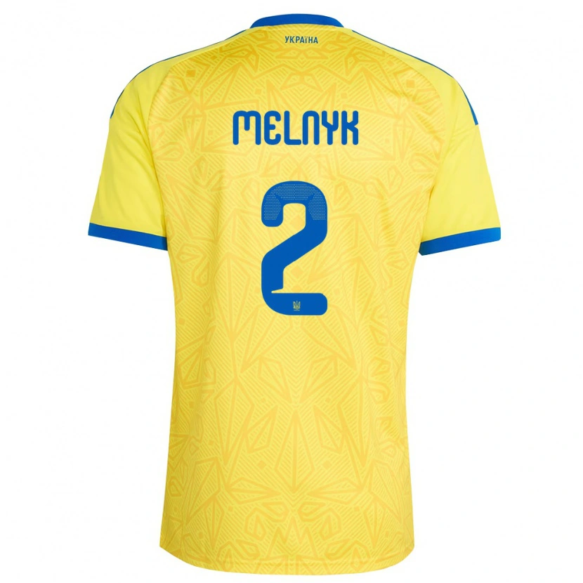 Danxen Hombre Camiseta Ucrania Mykyta Melnyk #2 Amarillo Azul 1ª Equipación 26-28 La Camisa