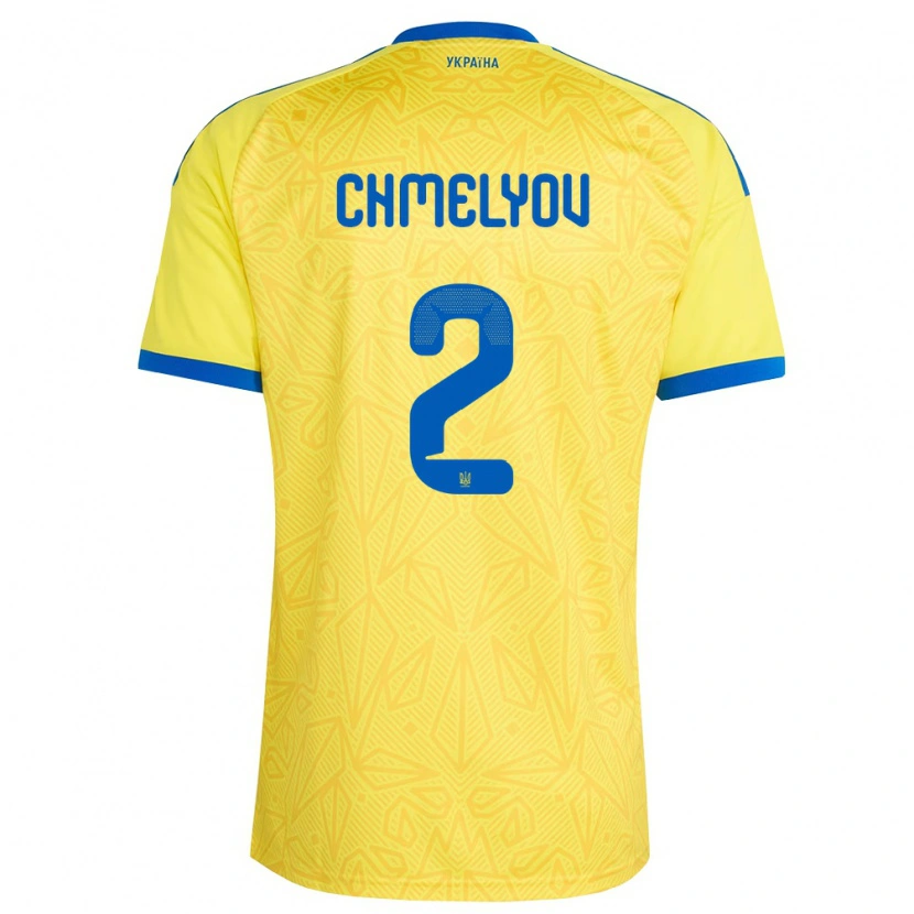 Danxen Hombre Camiseta Ucrania Oleksandr Chmelyov #2 Amarillo Azul 1ª Equipación 26-28 La Camisa