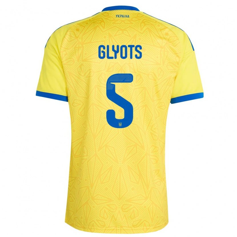 Danxen Hombre Camiseta Ucrania Svyatoslav Glyots #5 Amarillo Azul 1ª Equipación 26-28 La Camisa
