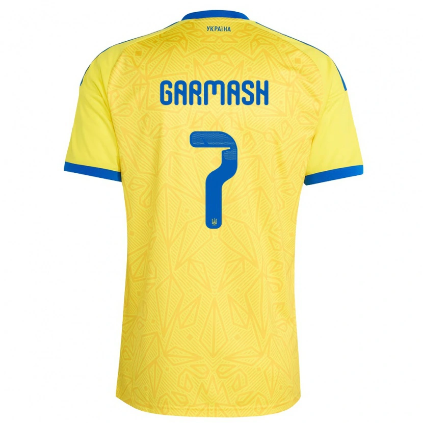 Danxen Hombre Camiseta Ucrania Yevgen Garmash #7 Amarillo Azul 1ª Equipación 26-28 La Camisa