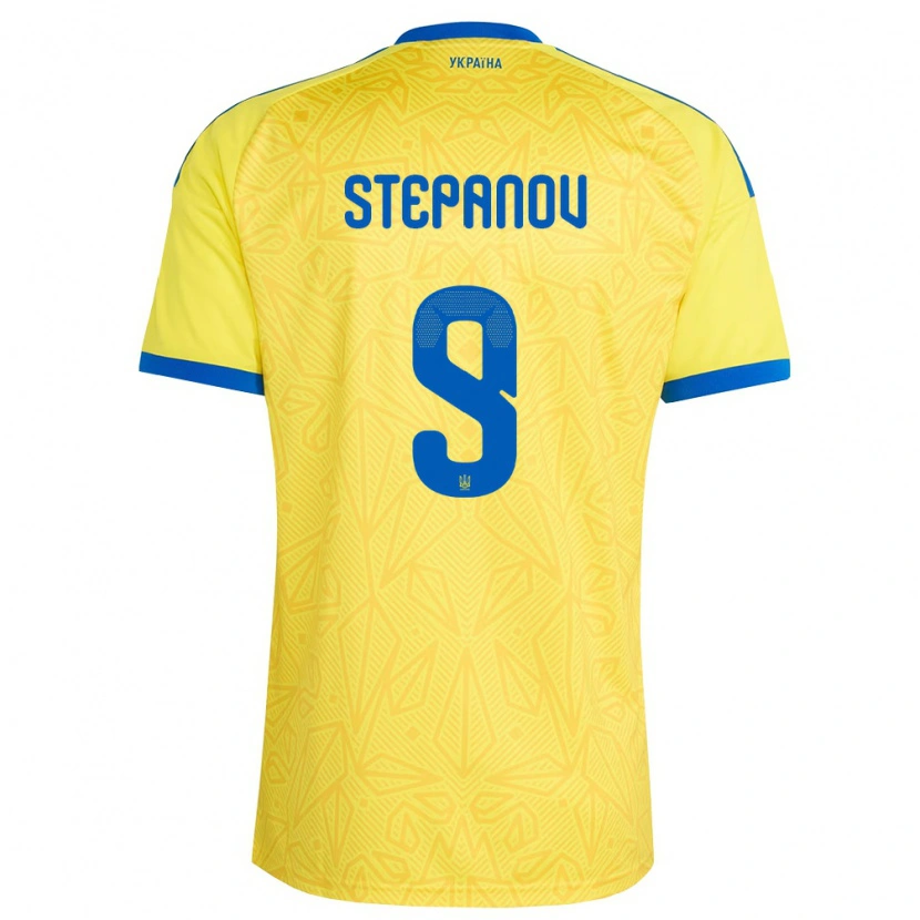 Danxen Hombre Camiseta Ucrania Artem Stepanov #9 Amarillo Azul 1ª Equipación 26-28 La Camisa