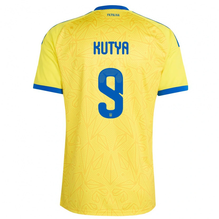 Danxen Hombre Camiseta Ucrania Ilya Kutya #9 Amarillo Azul 1ª Equipación 26-28 La Camisa