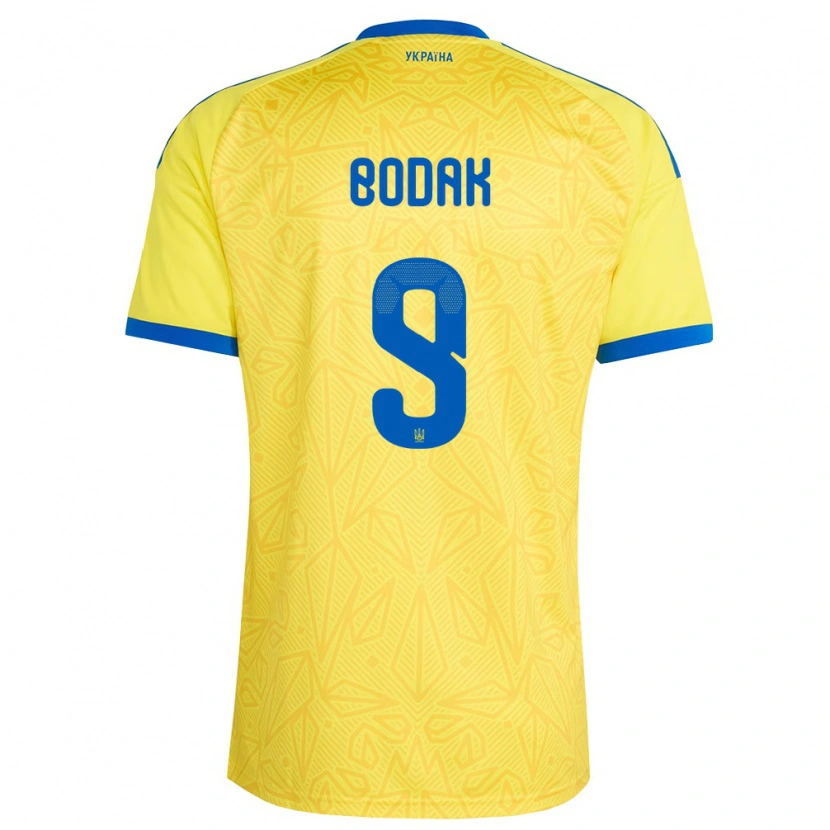 Danxen Hombre Camiseta Ucrania Ilya Bodak #9 Amarillo Azul 1ª Equipación 26-28 La Camisa