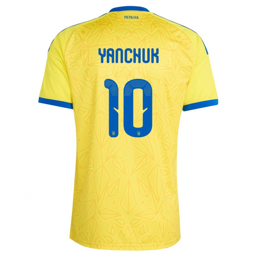 Danxen Hombre Camiseta Ucrania Polina Yanchuk #10 Amarillo Azul 1ª Equipación 26-28 La Camisa