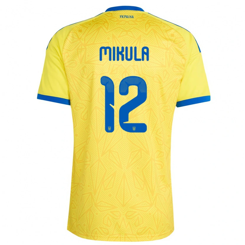 Danxen Hombre Camiseta Ucrania Matviy Mikula #12 Amarillo Azul 1ª Equipación 26-28 La Camisa