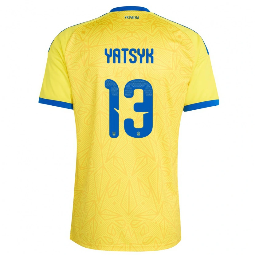 Danxen Hombre Camiseta Ucrania Oleksandr Yatsyk #13 Amarillo Azul 1ª Equipación 26-28 La Camisa