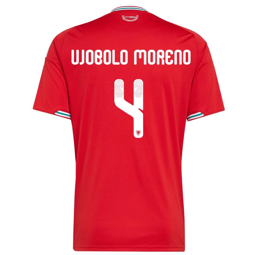 Danxen Hombre Camiseta Gales Sergeant Moreno #4 Rojo Blanco Verde 1ª Equipación 26-28 La Camisa