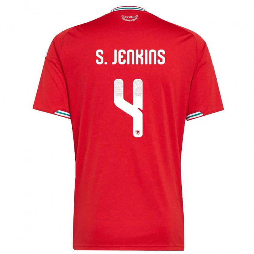 Danxen Hombre Camiseta Gales Shaunna Jenkins #4 Rojo Blanco Verde 1ª Equipación 26-28 La Camisa