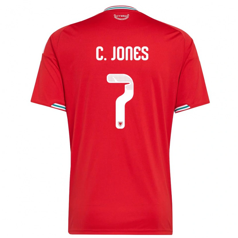 Danxen Hombre Camiseta Gales Callum Jones #7 Rojo Blanco Verde 1ª Equipación 26-28 La Camisa