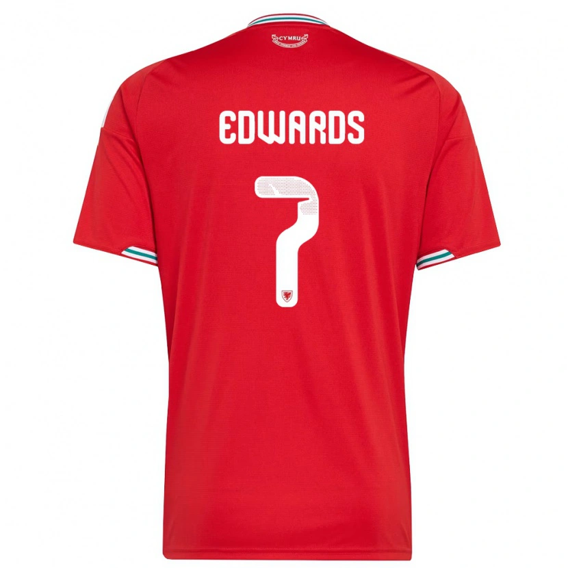 Danxen Hombre Camiseta Gales Oliver Edwards #7 Rojo Blanco Verde 1ª Equipación 26-28 La Camisa
