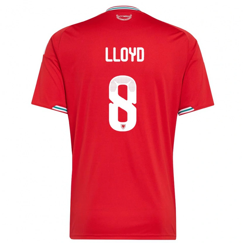 Danxen Hombre Camiseta Gales Ben Lloyd #8 Rojo Blanco Verde 1ª Equipación 26-28 La Camisa