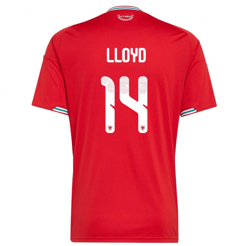 Danxen Hombre Camiseta Gales Oliver Lloyd #14 Rojo Blanco Verde 1ª Equipación 26-28 La Camisa