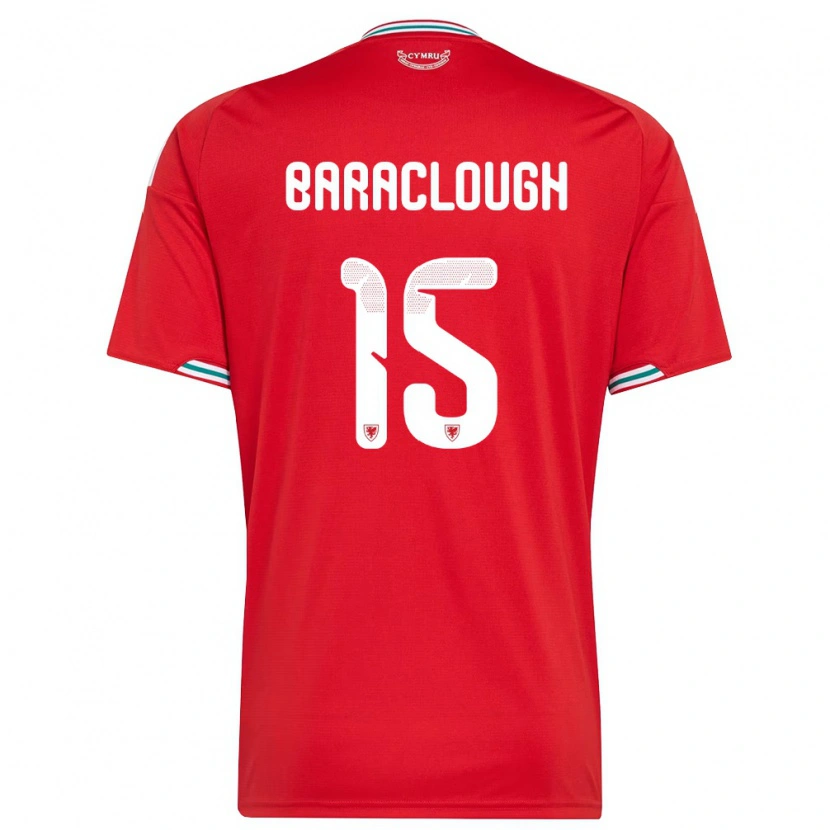 Danxen Hombre Camiseta Gales Freddie Baraclough #15 Rojo Blanco Verde 1ª Equipación 26-28 La Camisa