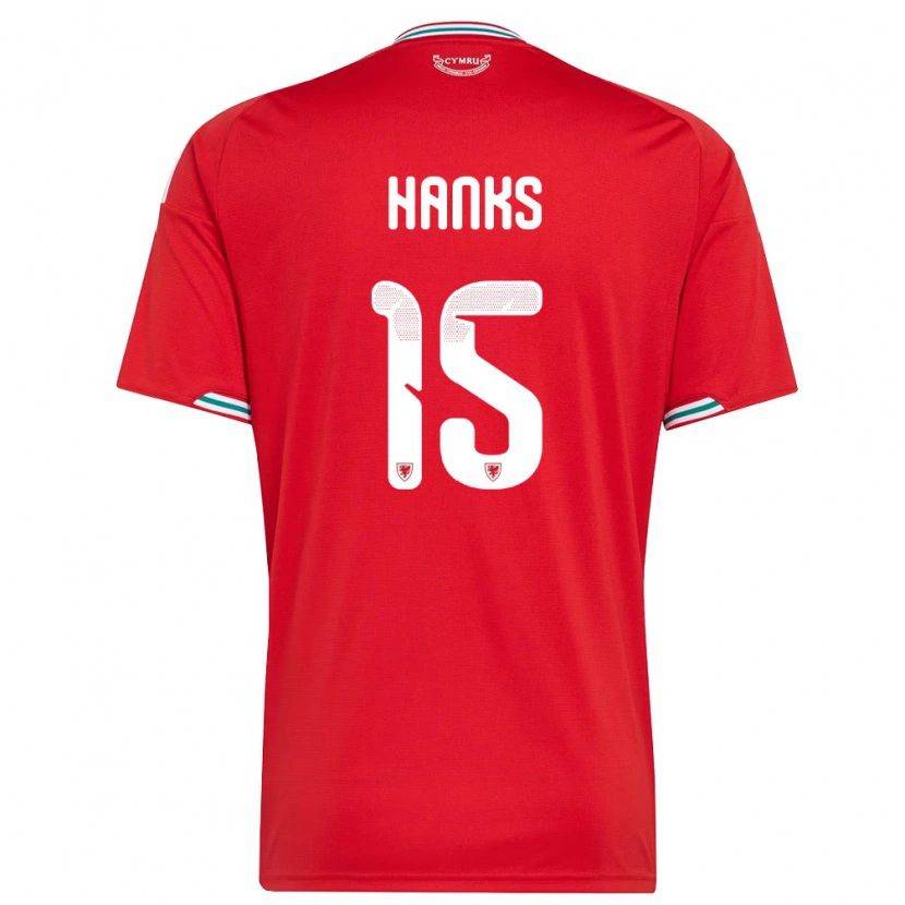 Danxen Hombre Camiseta Gales Justin Hanks #15 Rojo Blanco Verde 1ª Equipación 26-28 La Camisa