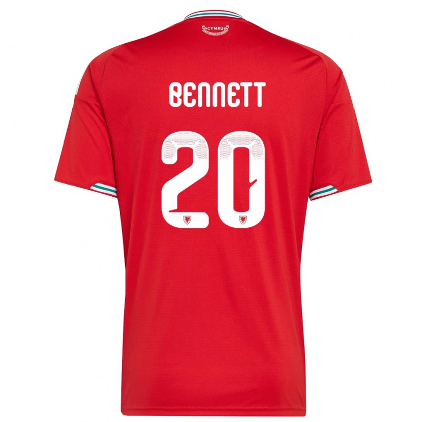 Danxen Hombre Camiseta Gales Aaron Bennett #20 Rojo Blanco Verde 1ª Equipación 26-28 La Camisa