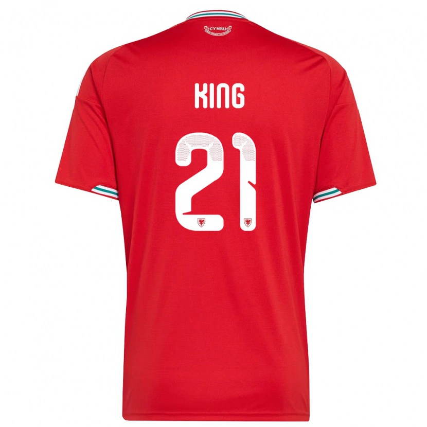 Danxen Hombre Camiseta Gales Tom King #21 Rojo Blanco Verde 1ª Equipación 26-28 La Camisa