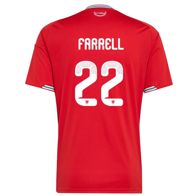 Danxen Hombre Camiseta Gales Joshua Farrell #22 Rojo Blanco Verde 1ª Equipación 26-28 La Camisa