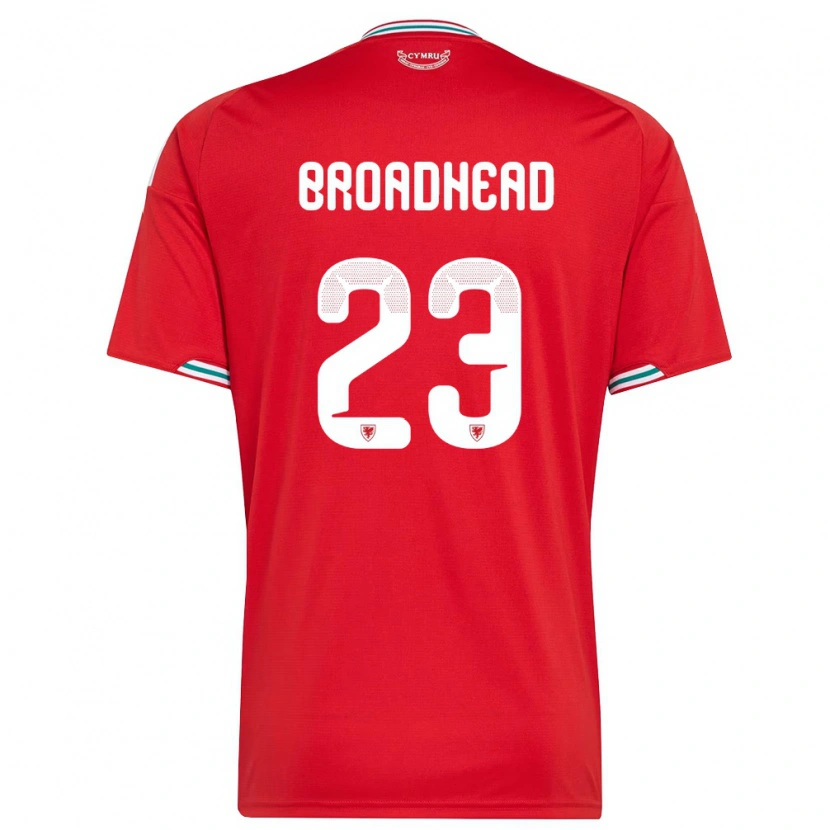 Danxen Hombre Camiseta Gales Nathan Broadhead #23 Rojo Blanco Verde 1ª Equipación 26-28 La Camisa