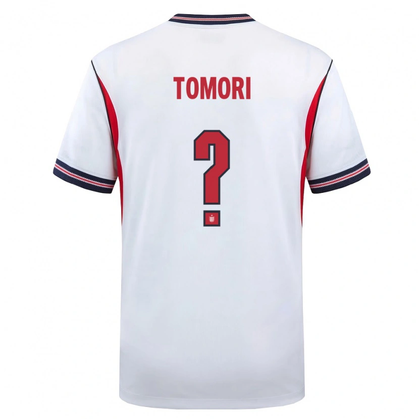 Danxen Hombre Camiseta Inglaterra Fikayo Tomori #0 Blanco Marino Rojo 1ª Equipación 26-28 La Camisa