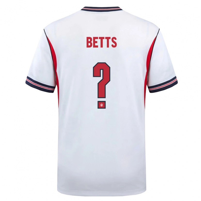 Danxen Hombre Camiseta Inglaterra Thomas Betts #0 Blanco Marino Rojo 1ª Equipación 26-28 La Camisa