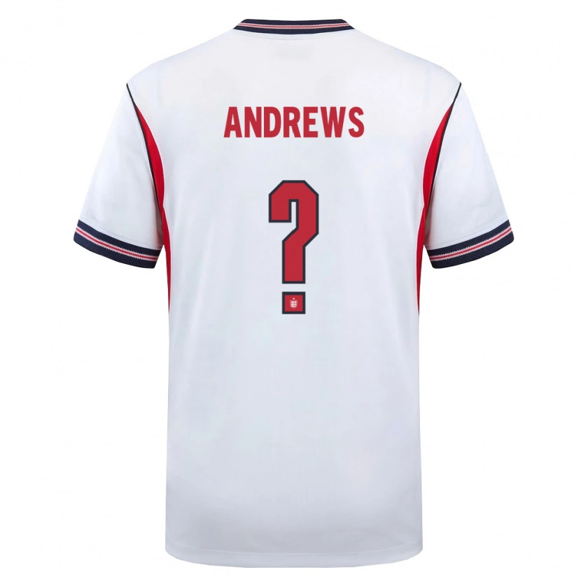 Danxen Hombre Camiseta Inglaterra Ryan Andrews #0 Blanco Marino Rojo 1ª Equipación 26-28 La Camisa