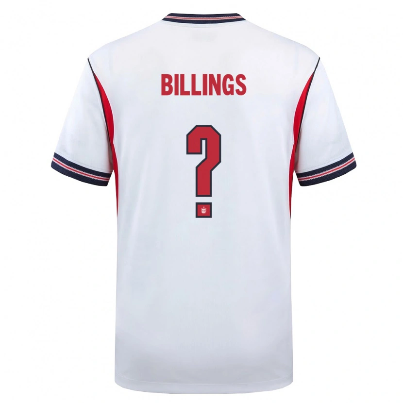 Danxen Hombre Camiseta Inglaterra Frazer Billings #0 Blanco Marino Rojo 1ª Equipación 26-28 La Camisa