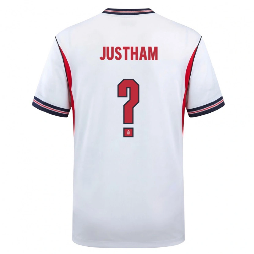 Danxen Hombre Camiseta Inglaterra Elliot Justham #0 Blanco Marino Rojo 1ª Equipación 26-28 La Camisa