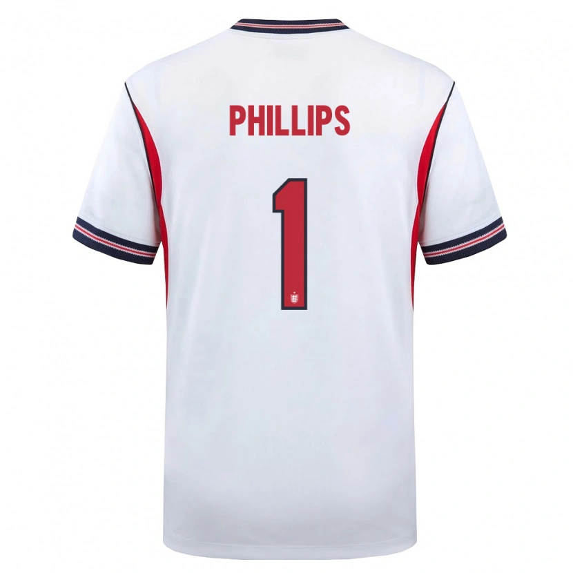 Danxen Hombre Camiseta Inglaterra Charlie Phillips #1 Blanco Marino Rojo 1ª Equipación 26-28 La Camisa