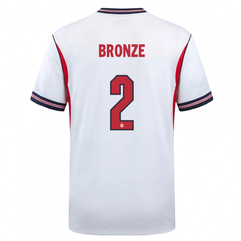 Danxen Hombre Camiseta Inglaterra Lucy Bronze #2 Blanco Marino Rojo 1ª Equipación 26-28 La Camisa