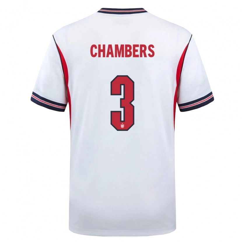 Danxen Hombre Camiseta Inglaterra Luke Chambers #3 Blanco Marino Rojo 1ª Equipación 26-28 La Camisa