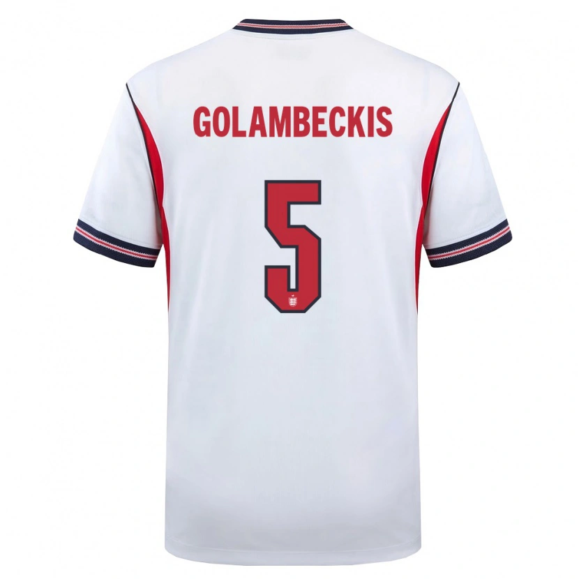 Danxen Hombre Camiseta Inglaterra Airidas Golambeckis #5 Blanco Marino Rojo 1ª Equipación 26-28 La Camisa