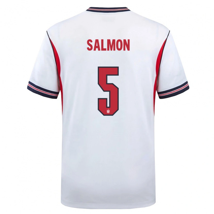 Danxen Hombre Camiseta Inglaterra Marli Salmon #5 Blanco Marino Rojo 1ª Equipación 26-28 La Camisa