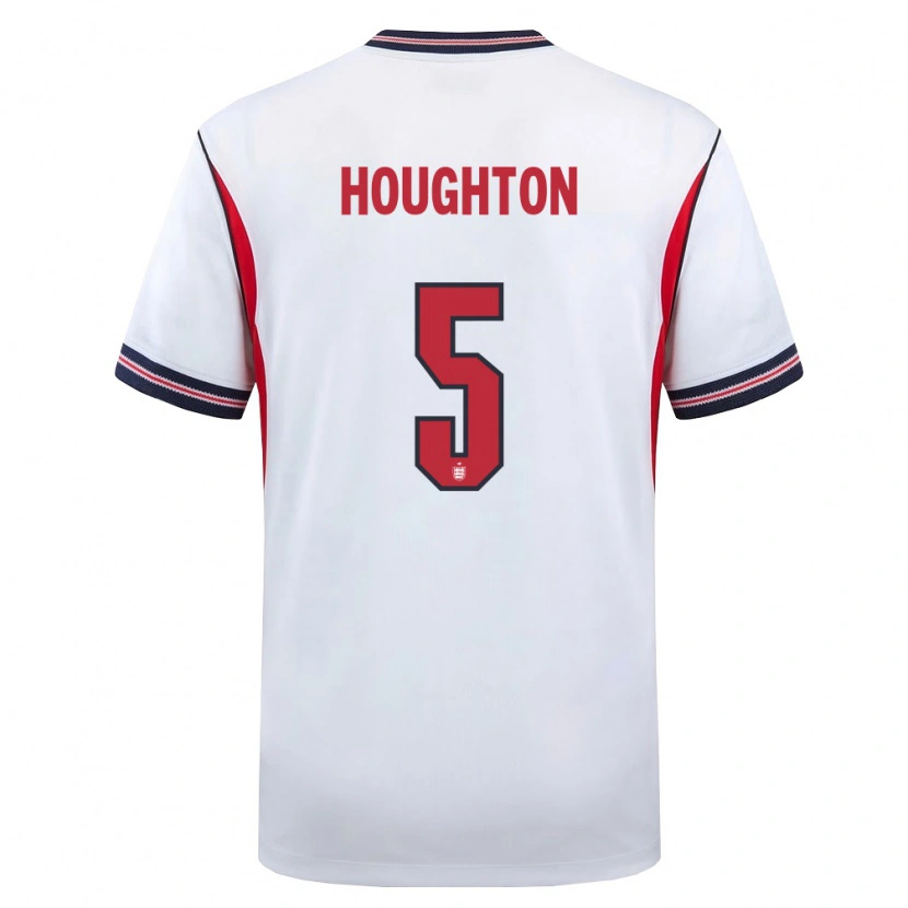 Danxen Hombre Camiseta Inglaterra Steph Houghton #5 Blanco Marino Rojo 1ª Equipación 26-28 La Camisa
