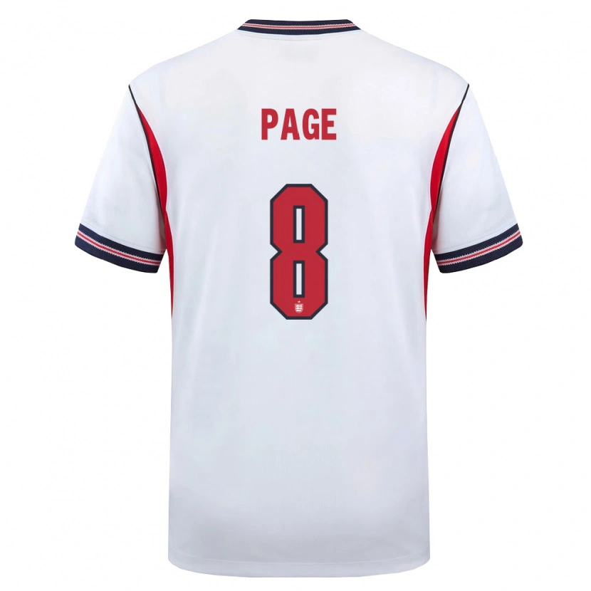 Danxen Hombre Camiseta Inglaterra Louis Page #8 Blanco Marino Rojo 1ª Equipación 26-28 La Camisa