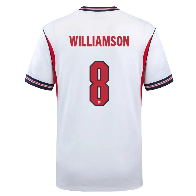 Danxen Hombre Camiseta Inglaterra Leah Williamson #8 Blanco Marino Rojo 1ª Equipación 26-28 La Camisa