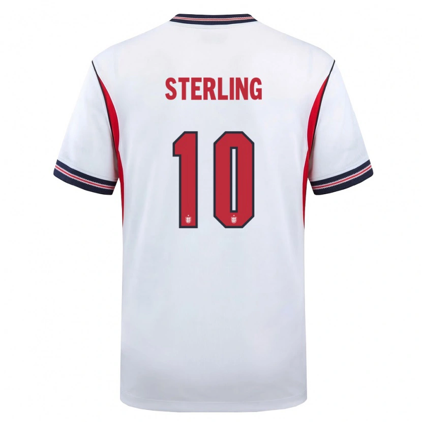 Danxen Hombre Camiseta Inglaterra Raheem Sterling #10 Blanco Marino Rojo 1ª Equipación 26-28 La Camisa