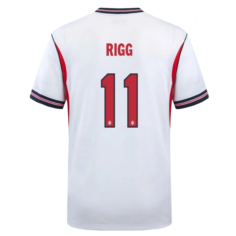 Danxen Hombre Camiseta Inglaterra Chris Rigg #11 Blanco Marino Rojo 1ª Equipación 26-28 La Camisa